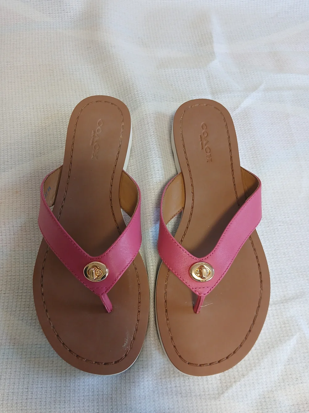 COACH Pink Leather Thong Sandals for Women